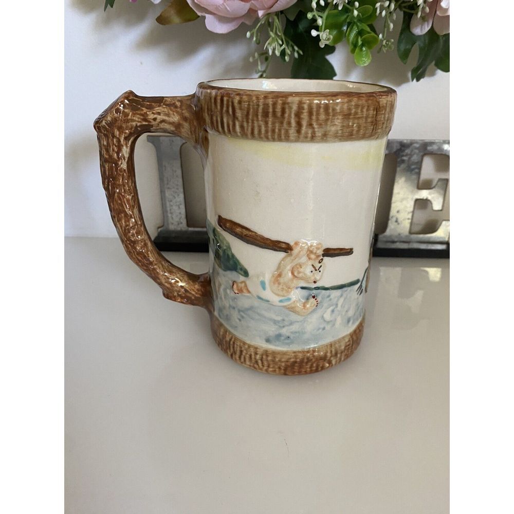 Bearin Down 1947 Imperial Porcelain Zanesville Ohio Pottery Handpainted Mug Rare